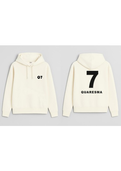 Futbolcu Ricardo Quaresma Baskılı Erkek Çocuk Ekru Kapüşonlu Sweatshirt Hoodie