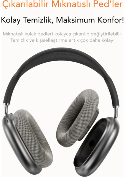 Airpods Max Fileli Kulak Üstü Bluetooth Kulaklık ve Kılıf Pop-Up Aktif Gürültü Engelleme-Şeffaf Modu iPhone Uyumlu (Yıldız Işığı)