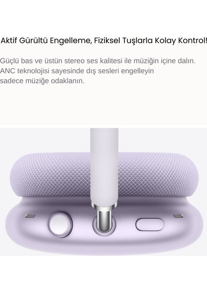 Airpods Max Fileli Kulak Üstü Bluetooth Kulaklık Ve Kılıf Pop-Up Aktif Gürültü Engelleme-Şeffaf Modu iPhone Uyumlu (Lacivert)