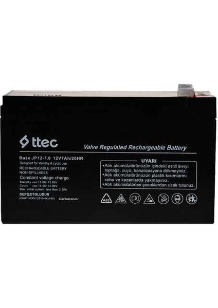 Ttec Base 12V 7AH Bakımsız Kuru Akü modelleri