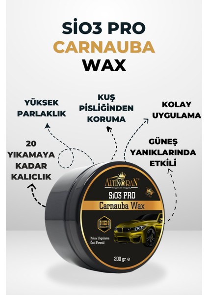 Profesyonel Koruma Seti: Çizik Giderici 150 gr ve Sio3 Pro Carnauba Wax 200 gr modelleri