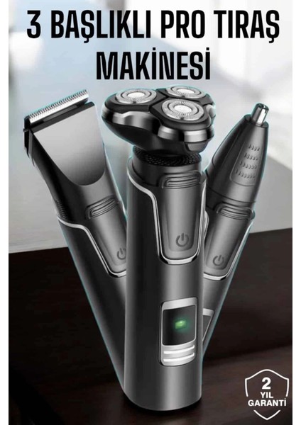 Yüksek Performanslı 3 Başlıklı Profesyonel Tıraş Makinesi