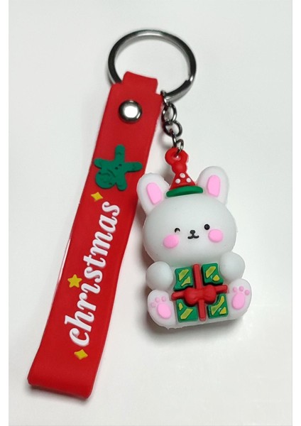 Msa-Shop Yılbaşı Tavşancık Silikon Anahtarlık-Kırmızı