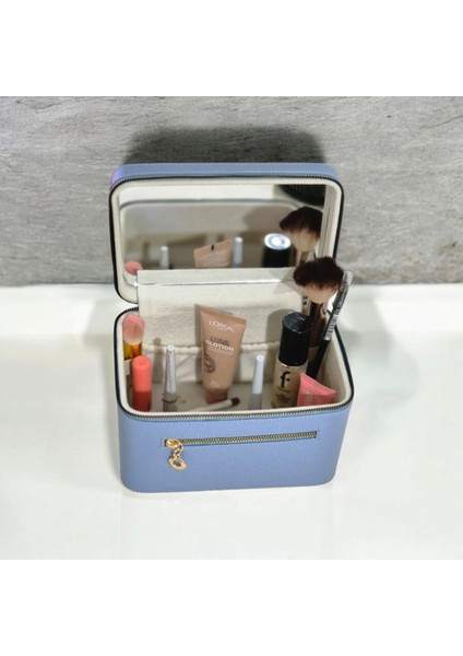 Şık Aynalı Deri Kaplama Kozmetik Çantası, Seyahat ve Günlük Kullanım Için fiyatları