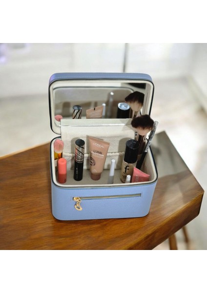 Şık Aynalı Deri Kaplama Kozmetik Çantası, Seyahat ve Günlük Kullanım Için fırsatları