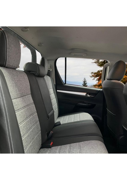 K-Design Toyota Hılux Araca Özel Oto Koltuk Kılıfı - Keten ve Deri fırsatları