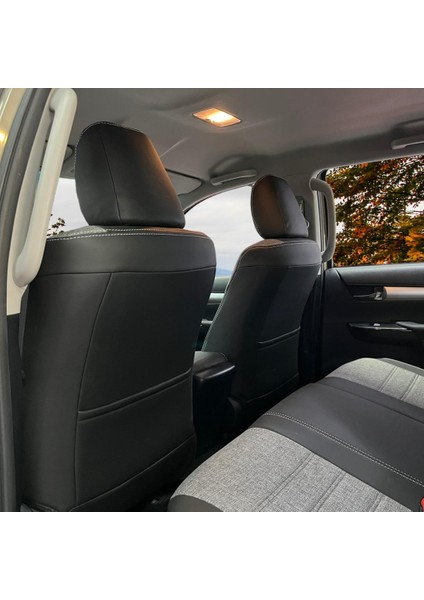 K-Design Toyota Hılux Araca Özel Oto Koltuk Kılıfı - Keten ve Deri