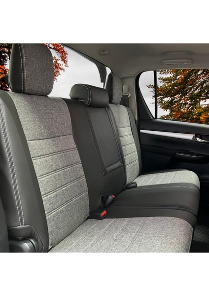 K-Design Toyota Hılux Araca Özel Oto Koltuk Kılıfı - Keten ve Deri