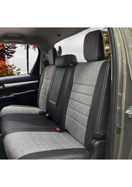K-Design Toyota Hılux Araca Özel Oto Koltuk Kılıfı - Keten ve Deri
