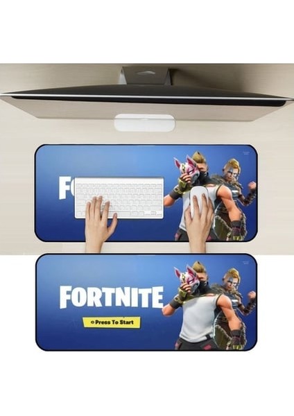Fortnıte 2 70 x 30 cm Kaymaz Tabanlı Dikişli Oyuncu Gamer Mousepad