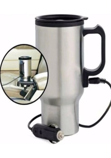 Gri Araç Içi Su Isıtıcı Termos Kupa Bardak Oto Çay Kahve Makinesi