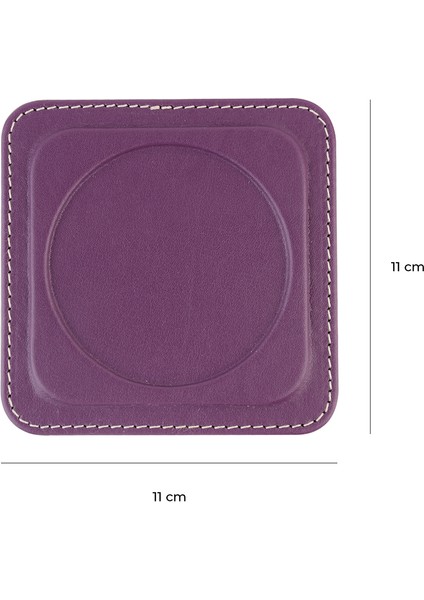 Bardak Altlığı,6’lı Set,masaüstü Yuvarlak Cup Coaster,vegan Suni DERI,11X11 Cm.,lila indirimleri