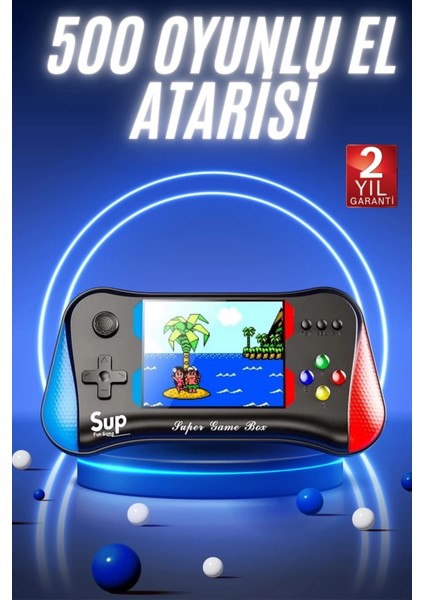 500 Oyunlu Retro Sup Konsolu Taşınabilir Mini Gamepad 3,5 Inç Ekran