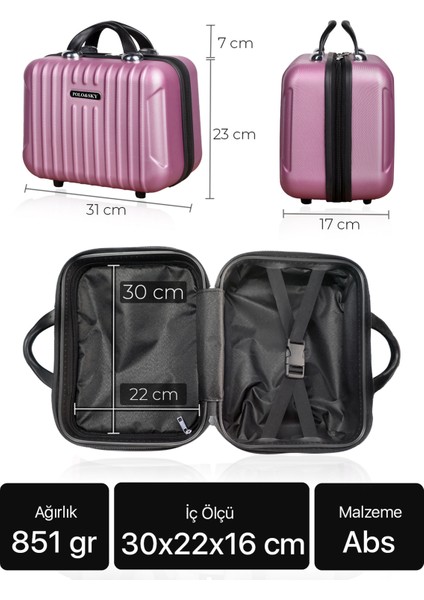 Gül Kurusu Renkli Abs Makyaj Çantası ve El Valizi, Şık ve Kullanışlı Tasarım indirimleri