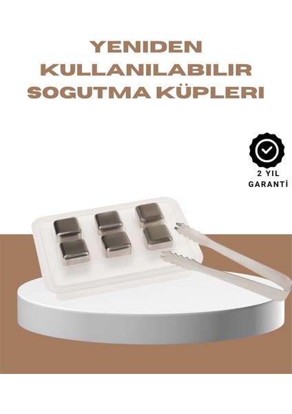 Yeniden Kullanılabilir 304 Çelik Metal Buz Küpleri 4'lü Set