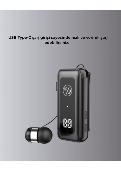 Bluetooth 5.2 Kablolu Makaralı Kulaklık | Dijital Ekran ve Titreşimli Bildirim indirimleri