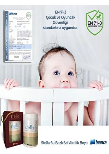 Stella Altın Renk İç Cephe Boyası Su Bazlı Akrilik 0.5 ml