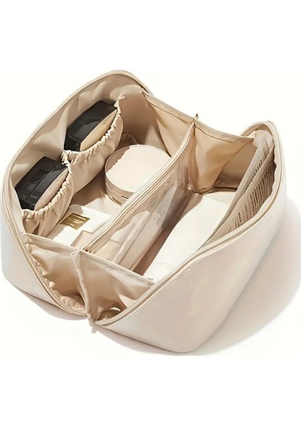 Su Geçirmez Siyah Deri Çok Gözlü Büyük Boy Makyaj Çantası, Seyahat Çantası indirimleri