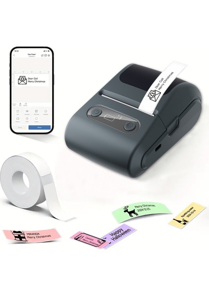 Mpia P1 Etiket Yazıcısı Kablosuz Taşınabilir Bluetooth, USB Şarjlı, Android, Ios