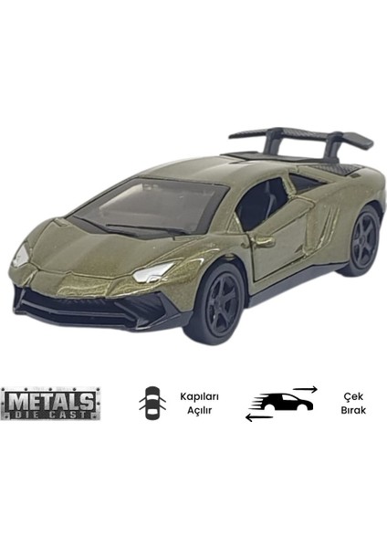 Vardem Çek Bırak Metal Küçük Arabalar 8 cm - 6411A - Haki