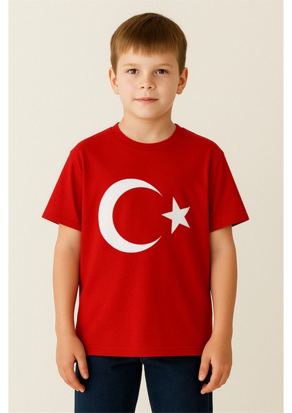 Erkek Çocuk Tişört Türk Bayraklı 4-14 Yaş, Kırmızı fiyatları