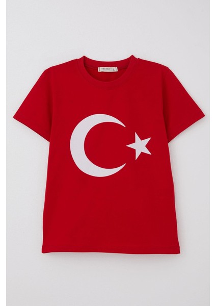 Erkek Çocuk Tişört Türk Bayraklı 4-14 Yaş, Kırmızı modelleri