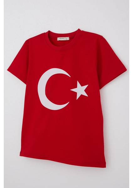 Erkek Çocuk Tişört Türk Bayraklı 4-14 Yaş, Kırmızı indirimleri