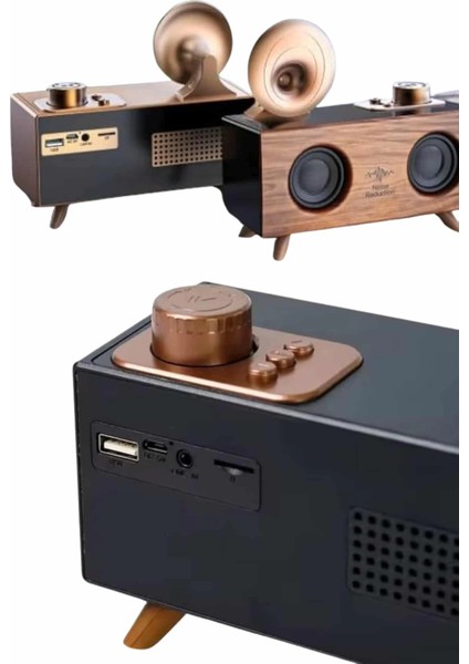 Bluetooth Nostalji Speaker Radyo Gramofon Ahşap Renk Vintage fiyatları