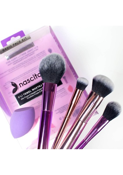 5'li Temel Makyaj Fırçası Seti, Şık ve Kullanışlı Güzellik Aksesuarları