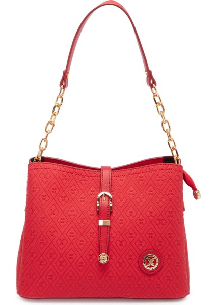 Kırmızı Print Kadın Omuz Çantası - S1WPR0000802-S4R