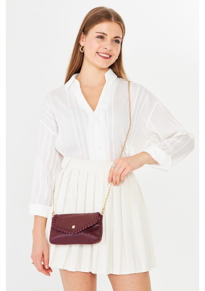 Allegra Bordo Zincirli Günlük Mini Kadın Omuz, Kol ve El Çantası