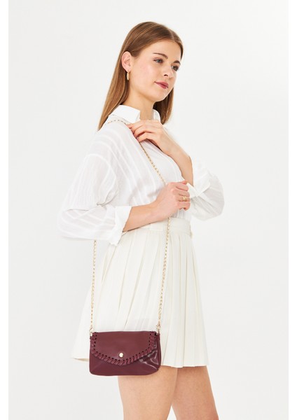 Allegra Bordo Zincirli Günlük Mini Kadın Omuz, Kol ve El Çantası