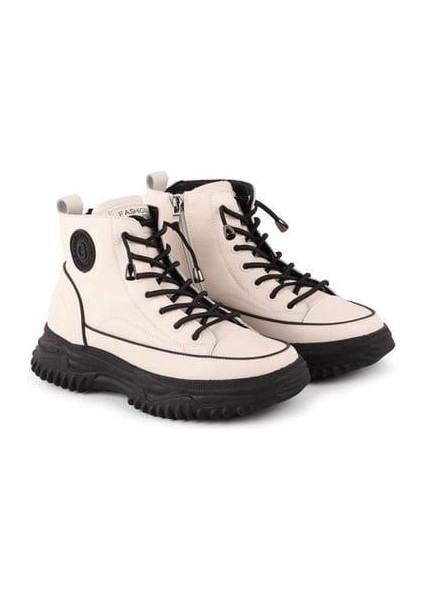 24K310-13 Kalın Taban Deri Kadın Sneakers Bot modelleri