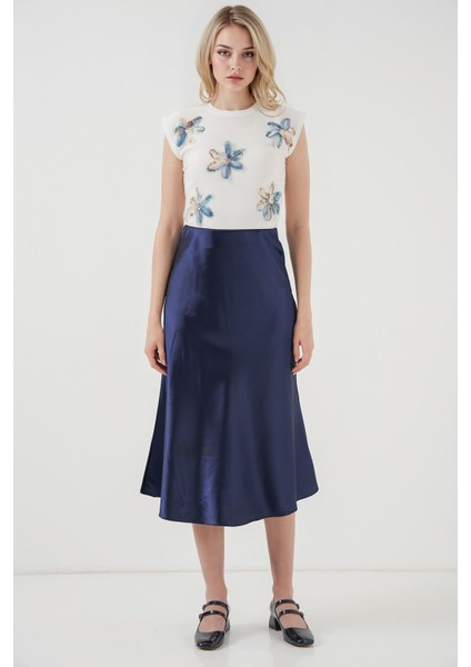 Kadın BDART Elastik A-Form Kesim Midi Etek Lacivert fiyatları