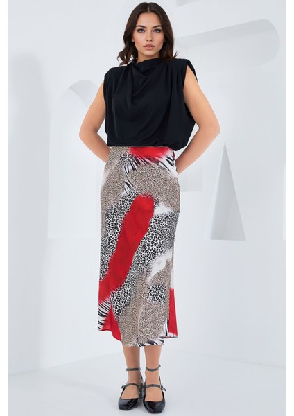Kadın BDART Elastik A-Form Kesim Midi Etek Red fiyatları