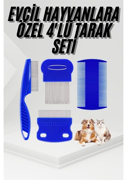 Sepetim 4'lü Bit Pire Tarağı Set Kedi Köpek Evcil Hayvan Tüy Toplayıcı Mavi fiyatları