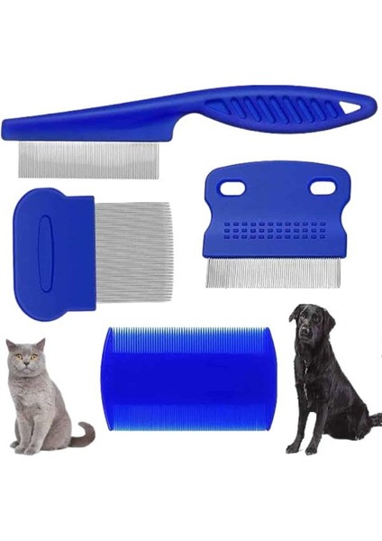Sepetim 4'lü Bit Pire Tarağı Set Kedi Köpek Evcil Hayvan Tüy Toplayıcı Mavi fırsatları