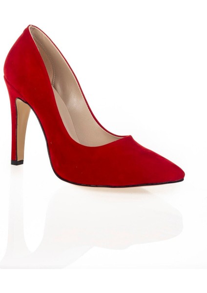 Kırmızı Süet Aynalı Stiletto Topuklu Kadın Klasik Ayakkabı 1501E modelleri