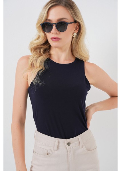 Kadın BDART, Çıtçıtlı, Kolsuz, Yuvarlak Yakalı Bodysuit Blue modelleri