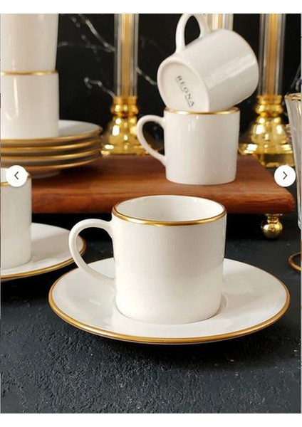 Fine Living Sena Yaldızlı 18 Parça Gold Çay-Kahve Bardağı Seti, Türk Kahve Fincan Takımı Çay Takımı fırsatları