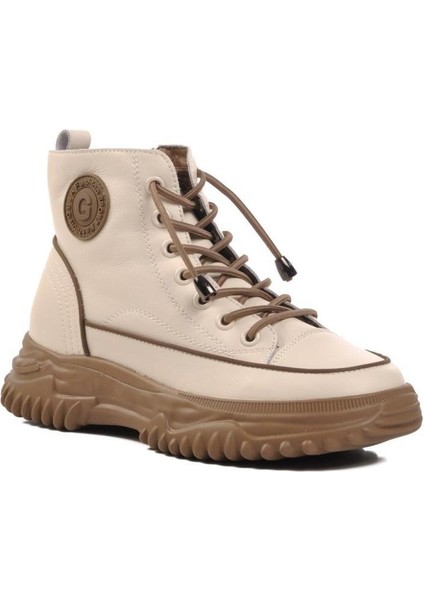 24K310-13 Kalın Taban Deri Kadın Sneakers Bot
