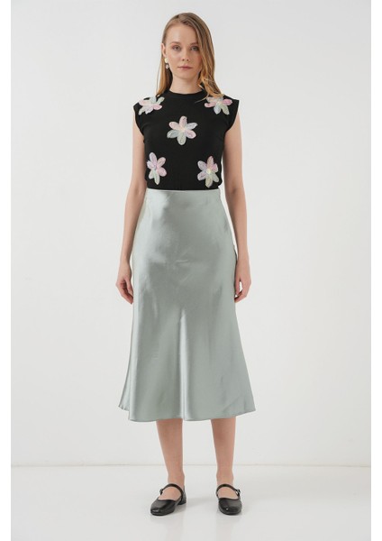 Kadın BDART Elastik A-Form Kesim Midi Etek Green modelleri