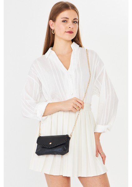 Allegra Siyah Zincirli Günlük Mini Kadın Omuz, Kol ve El Çantası