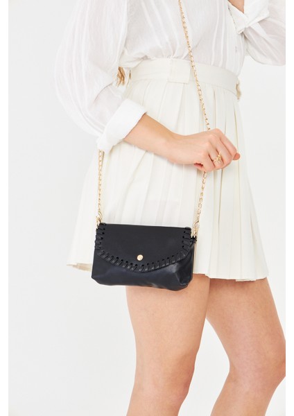 Allegra Siyah Zincirli Günlük Mini Kadın Omuz, Kol ve El Çantası