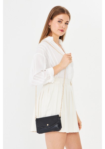 Allegra Siyah Zincirli Günlük Mini Kadın Omuz, Kol ve El Çantası