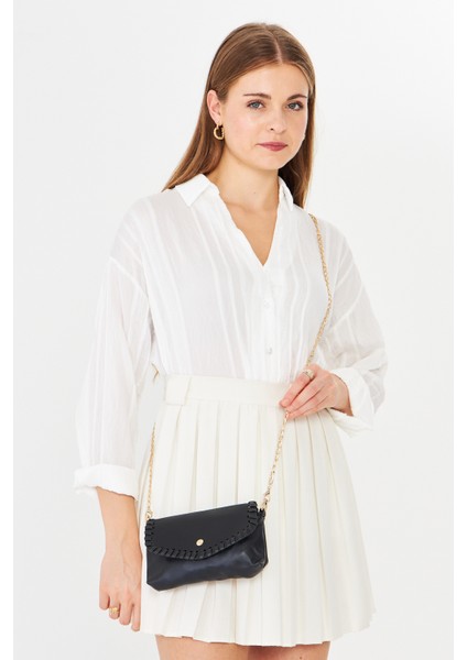 Allegra Siyah Zincirli Günlük Mini Kadın Omuz, Kol ve El Çantası