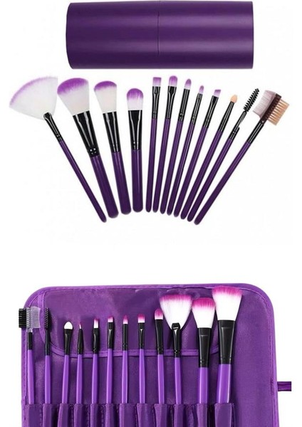 Sepetim 12 Parça Makyaj Fırçası Yumuşak Kıllı Profesyonel Fırça Seti Yüksek Kaliteli Pürüzsüz