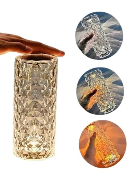 Sepetim Kristal Lamba Masa Lambası Şarjlı Masa Lambası Dokunmatik Sensör USB Şarjlı fırsatları