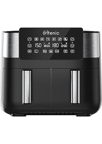 Çift Bölmeli Airfryer, 8 Litre, 2850 W, Siyah, Çok Renkli, Sağlıklı ve Pratik Kullanım