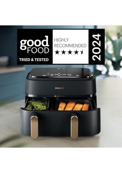 Iki Sepetli Airfryer 3000 Serisi, 2750W, Siyah Renkli, Sağlıklı ve Hızlı Pişirme indirimleri